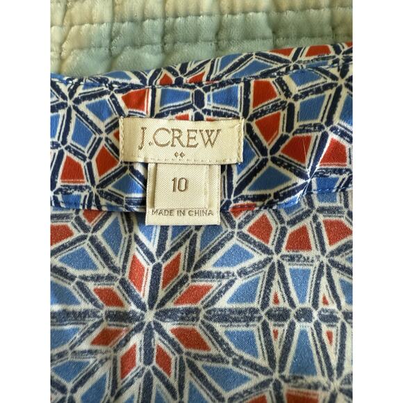 J.Crew Women's Sleeveless Blouse Size 10 Med Draped Back Geometric - Picture 7 of 7